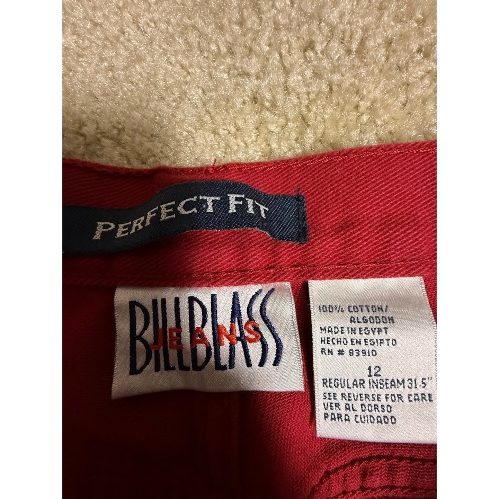Vintage Bill Blass Jeans Womens 12 Red Straight Leg High Rise 90s Denim Pants - Picture 3 of 6